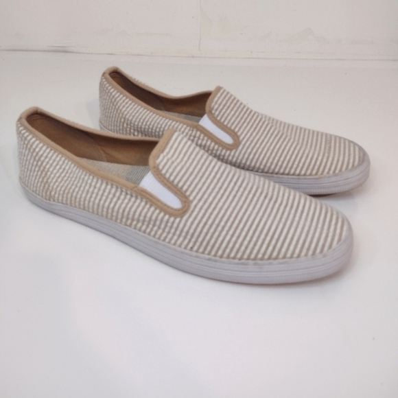 American Eagle women's white/tan striped Loafer's size (11) - Picture 1 of 14
